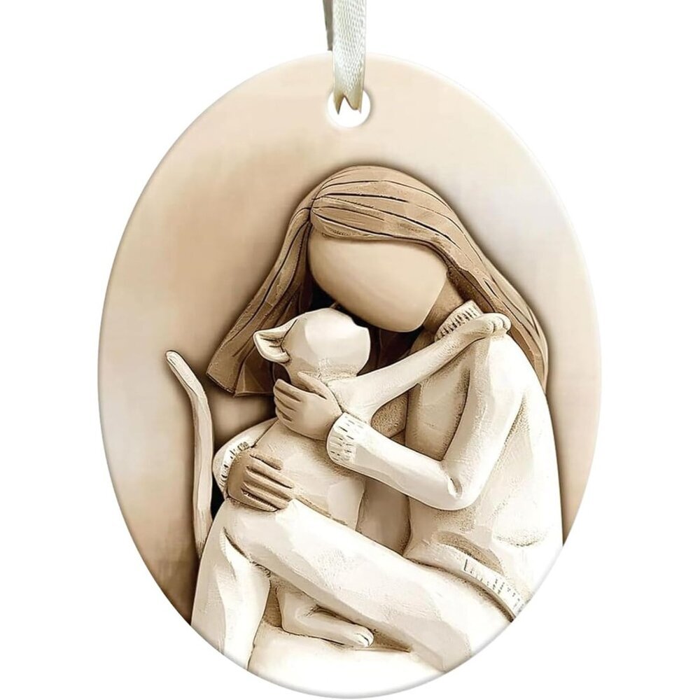 Cat Ornaments for Christmas Tree 2025 Ceramic Gift for Women Girls Cat Lovers